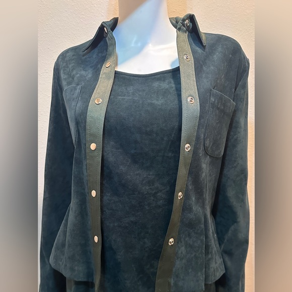 Vintage SCARLETT two-piece forest green dress and blazer. - Picture 5 of 8